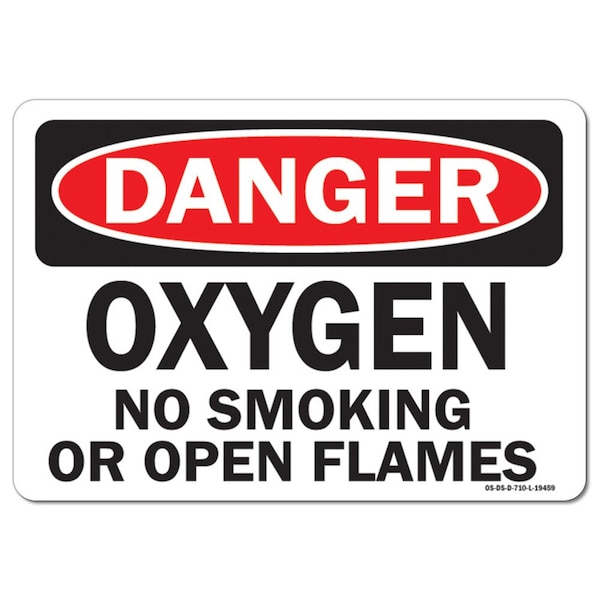 Safety Sign, OSHA Danger, 3.5" Height, 5" Width, Oxygen, Landscape, DS-D-35-L-19459-10PK